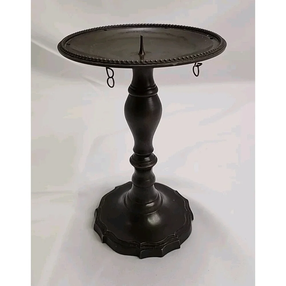 VTG Candle Holder Drip Protector ~ 6.5'~ Made in India ~Gothic Flower Style Base